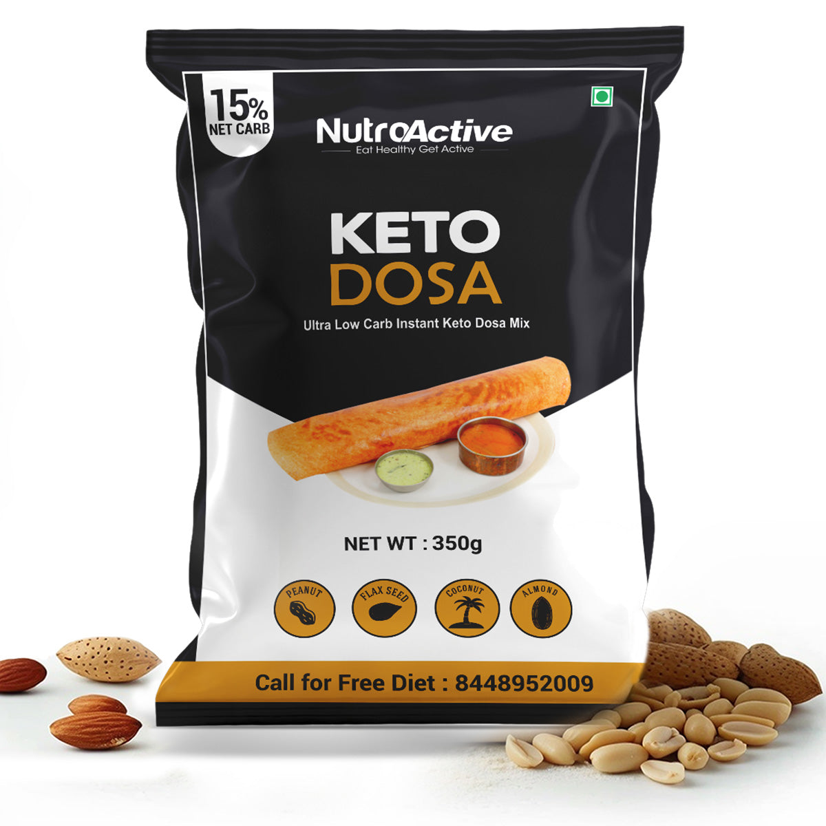 NutroActive Keto Dosa Mix, Low Carb Gluten Free - 350g