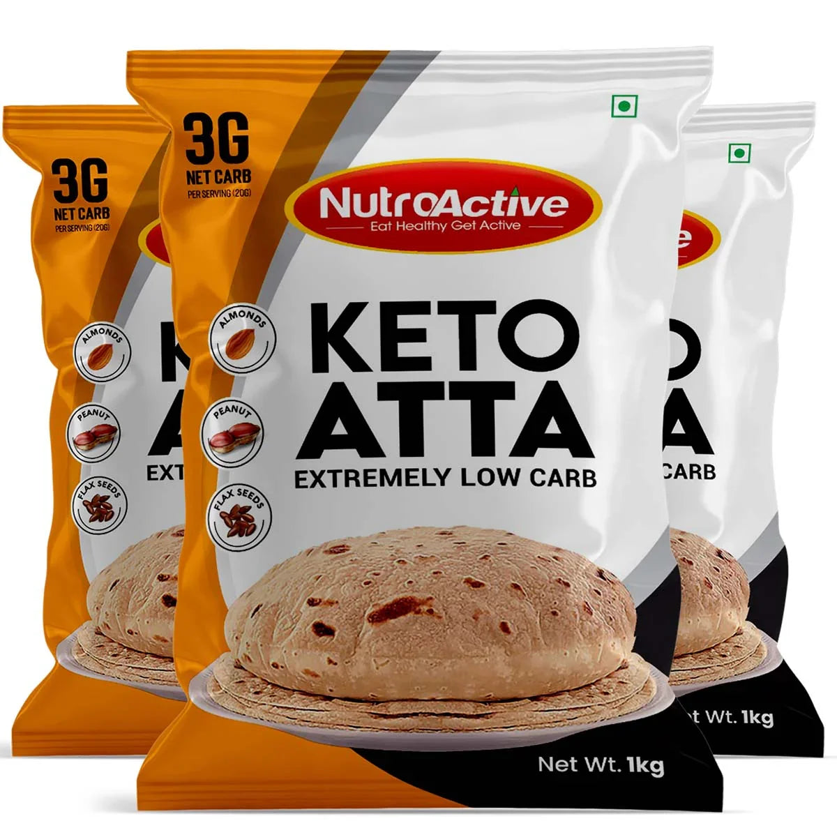 pack of 3 nutoactive keto atta