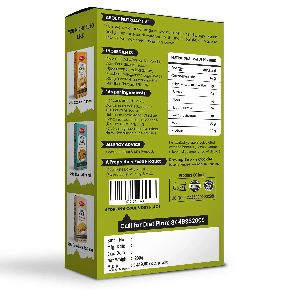 ingredients of nuitroactive coconut cookies