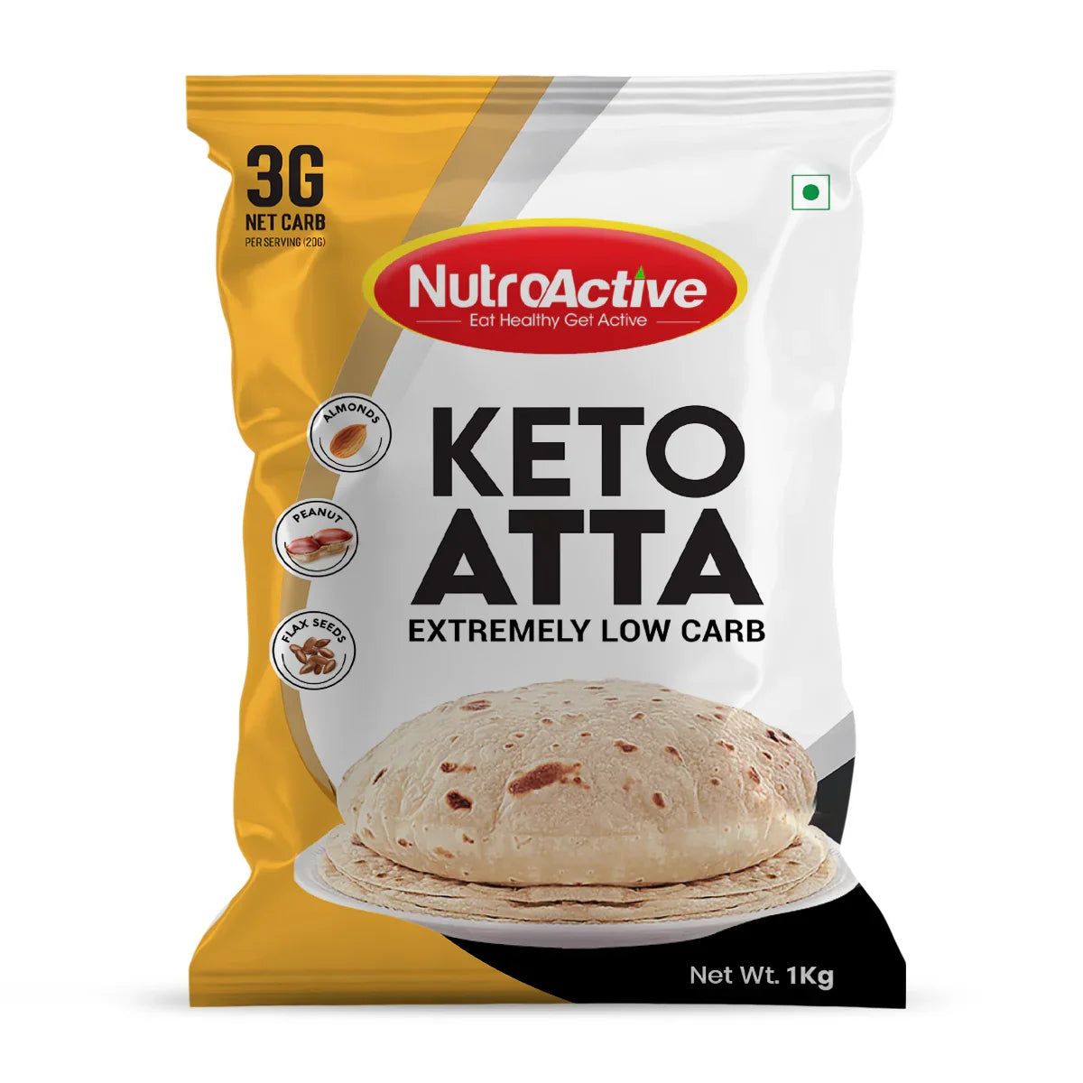 NutroActive Keto Atta is extremely low carb flour for keto diet, sugar-free cooking, diabetic-friendly roti, weight loss atta, and low glycemic meals.

