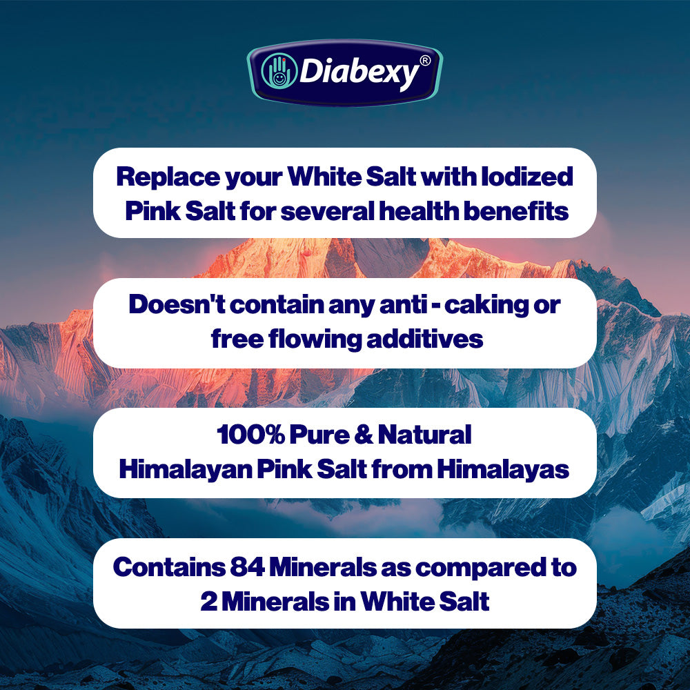 Diabexy Mineral Salt Iodized Himalayan Pink Rock Salt Extra Fine Grain 1 kg