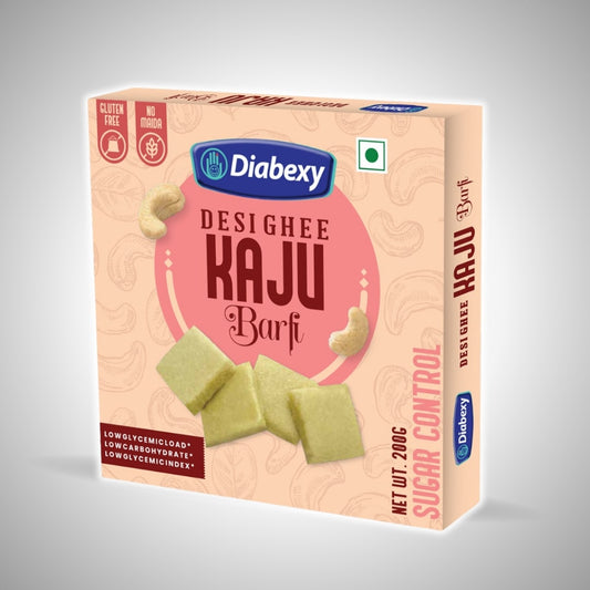 Front side of Diabexy desi ghee kaju barfi