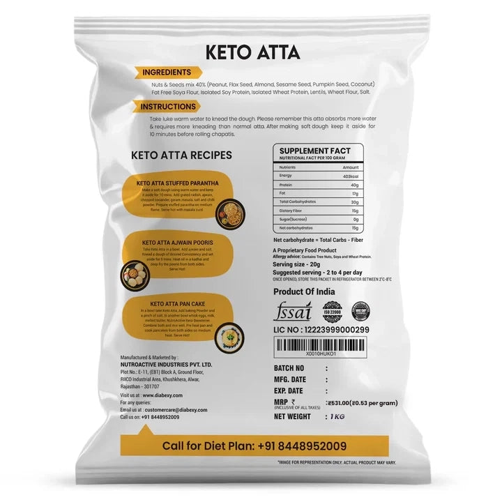 NutroActive Low Carb Keto Atta for Weight Loss | High Protein
